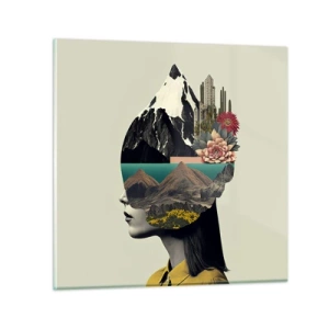 Üveg kép - Nő - mindig rejtély - 70x70 cm