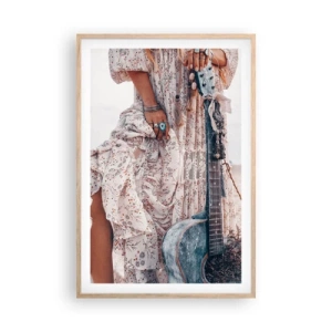 Poszter világos tölgy keretben - Hippik az úton - 61x91 cm