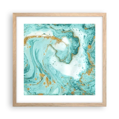 Poszter világos tölgy keretben - Az Edo-korszak nagy hulláma alatt - 40x40 cm