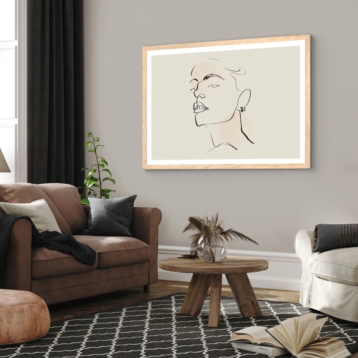 Poszter világos tölgy keretben - Büszke tekintet - 100x70 cm