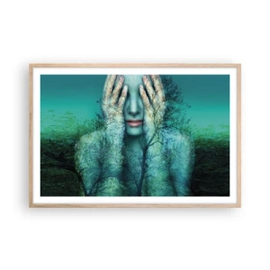 Poszter világos tölgy keretben - Kékbe merítve - 91x61 cm