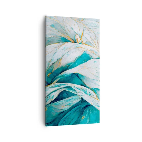 Vászonkép - Kék absztrakció arany motívummal - 55x100 cm
