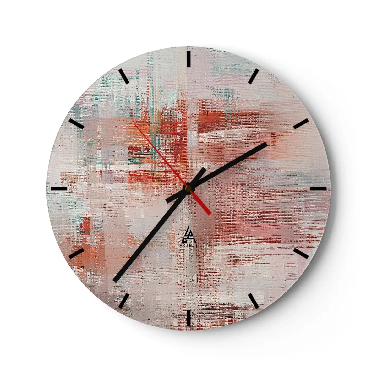 Falióra, Óra - Rózsaszín és fehér árnyalatú ecsetvonások absztrakt kompozíciója. - 30x30cm - Ködös. De rózsaszín - Modern fali dekoráció nappalihoz, konyhához és hálószobához ARTTOR