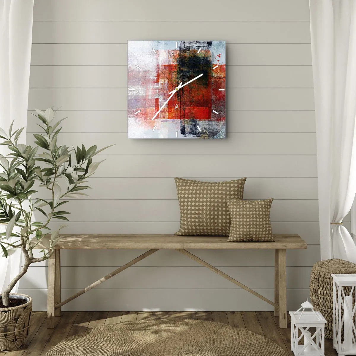 Falióra, Óra - Izzó kompozíció - 30x30 cm