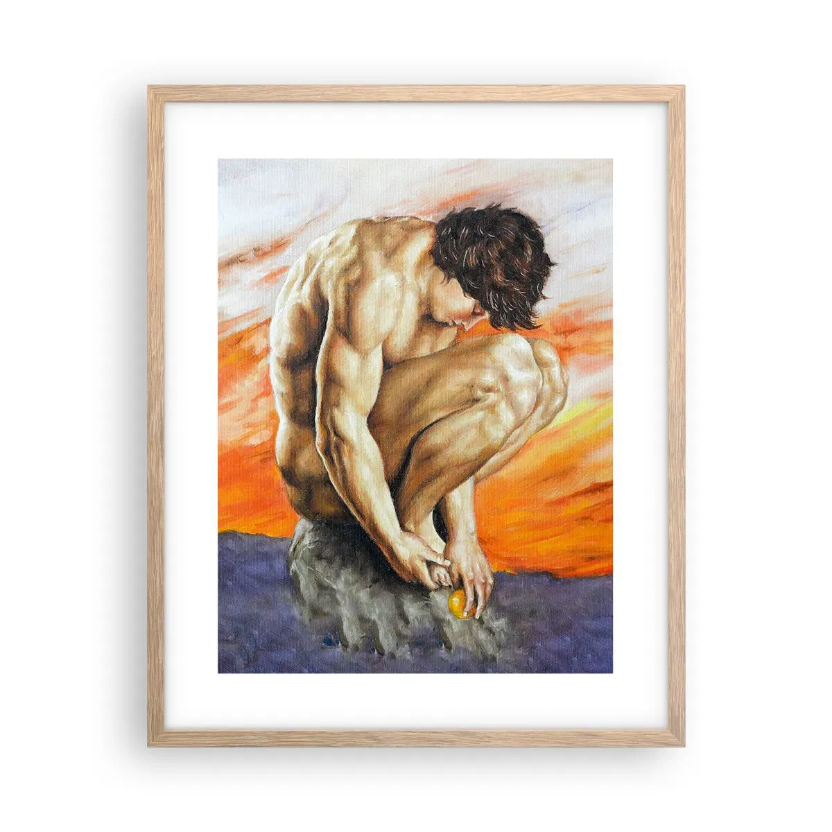 Poszter világos tölgy keretben - Elmerülve önmagában - 40x50 cm