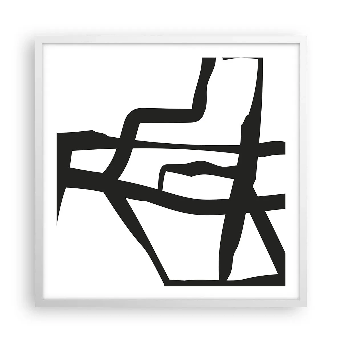 Poszter fekete keretben - Fekete-fehér konstrukció - 60x60 cm