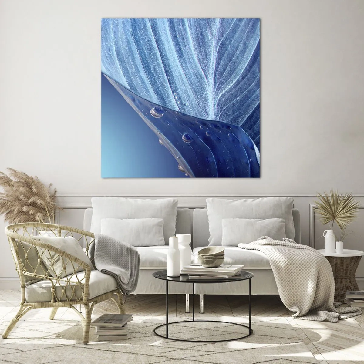 Üveg kép - A kék rejtett cseppjei - 60x60 cm