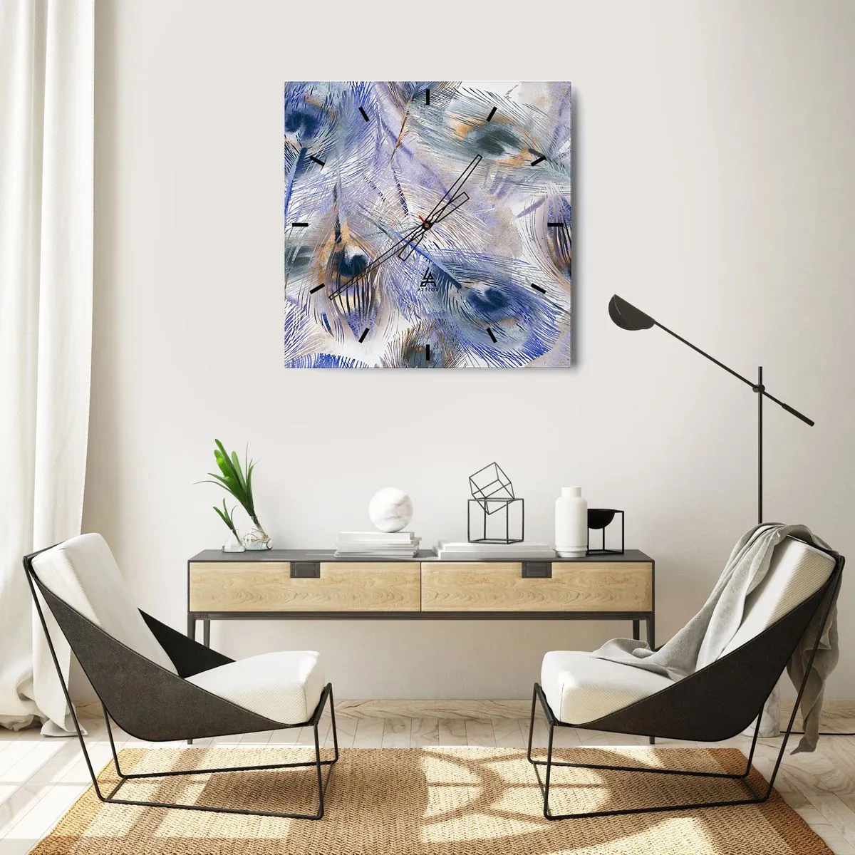 Falióra, Óra - Pávaszem kompozíció - 40x40 cm
