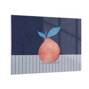Üveg kép - Egy gyümölcs absztrakt formával egy geometrikus kompozíció hátterében - 70x50cm - Domborúság és sík - Modern fali dekoráció nappalihoz és hálószobához ARTTOR
