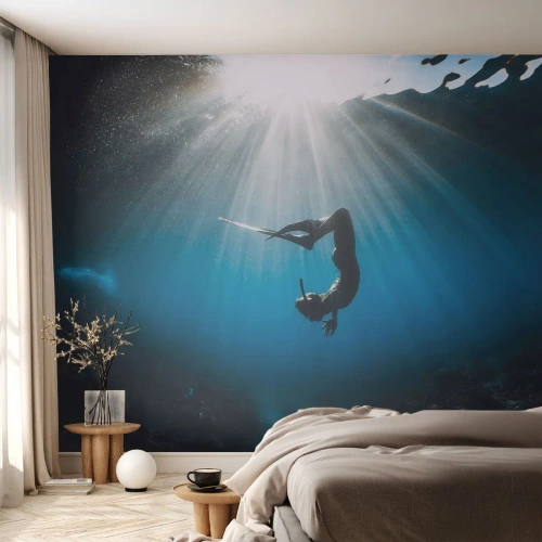 Fotótapéta Premium Canvas - Víz alatti tánc - Víz alatti barlang, A nap sugarai, Búvárkodás - 250x175 cm
