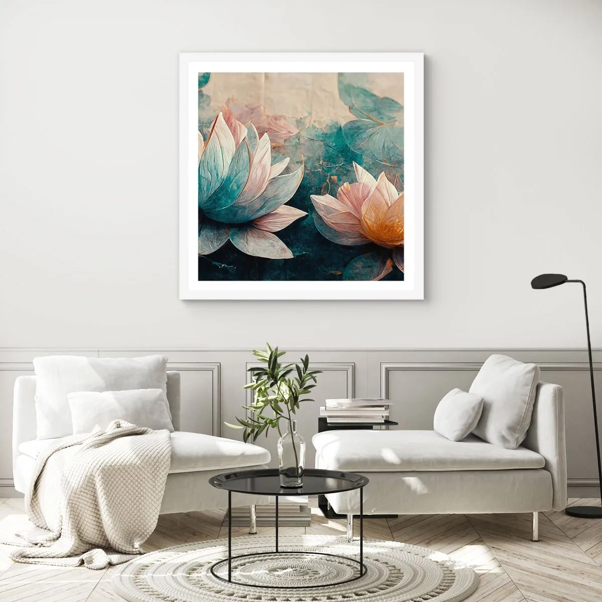 Poszter fekete keretben - Tavi csillagok - 50x50 cm