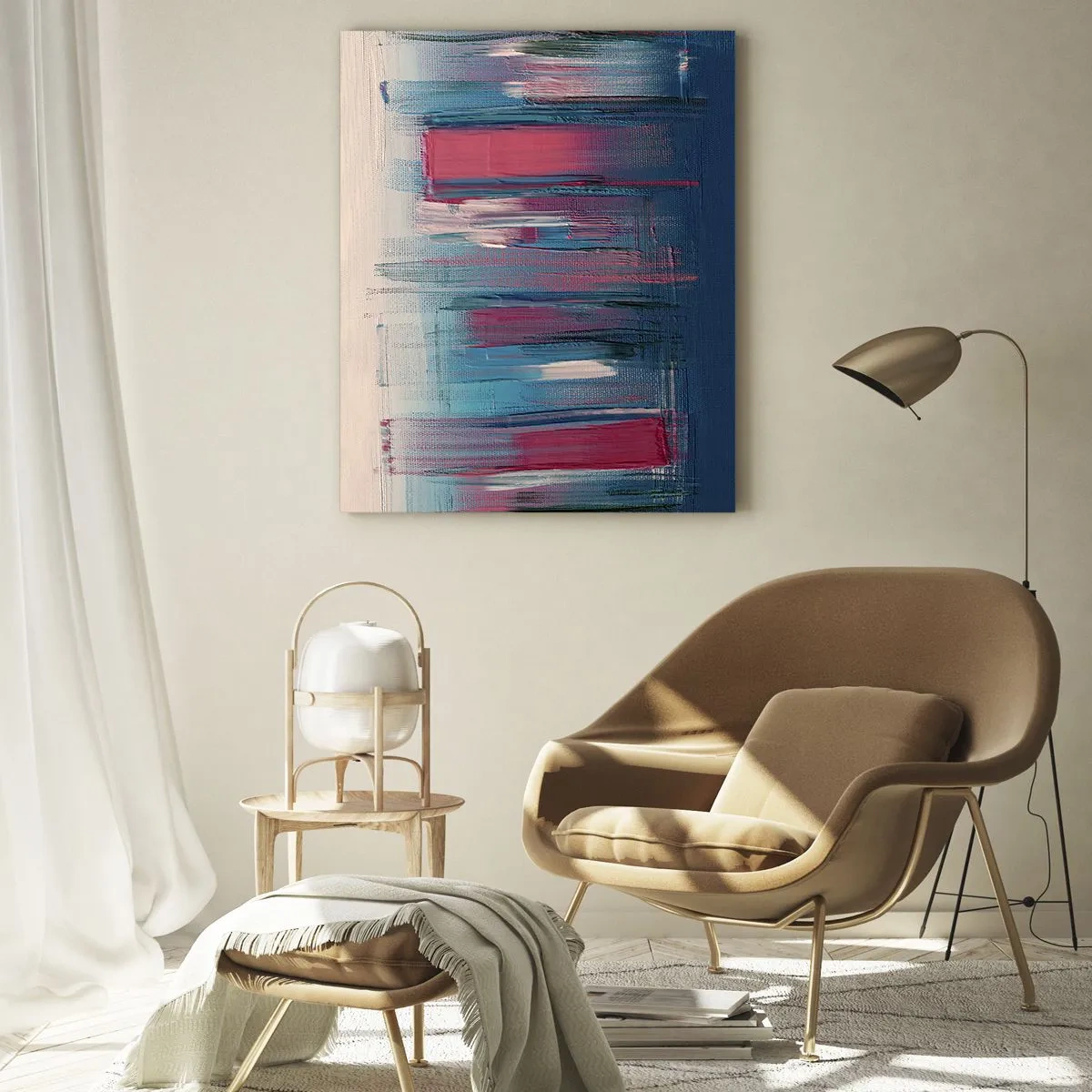 Üveg kép - Függőleges kompozíció kék és piros színekben - 50x70 cm