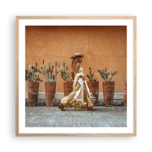 Poszter világos tölgy keretben - Hippi stílusban - 60x60 cm