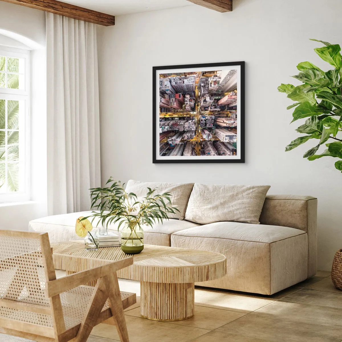 Poszter fehér keretben - Üdvözlet Hongkongból - 60x60 cm