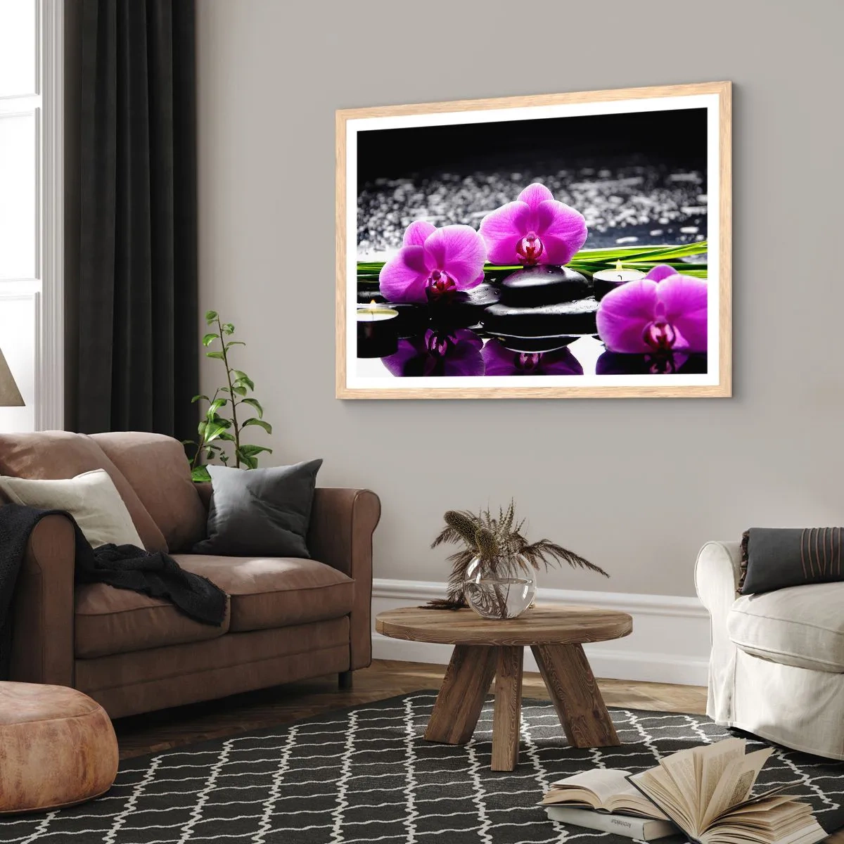 Poszter világos tölgy keretben - Elmerülni a békében és a csendben - 100x70 cm