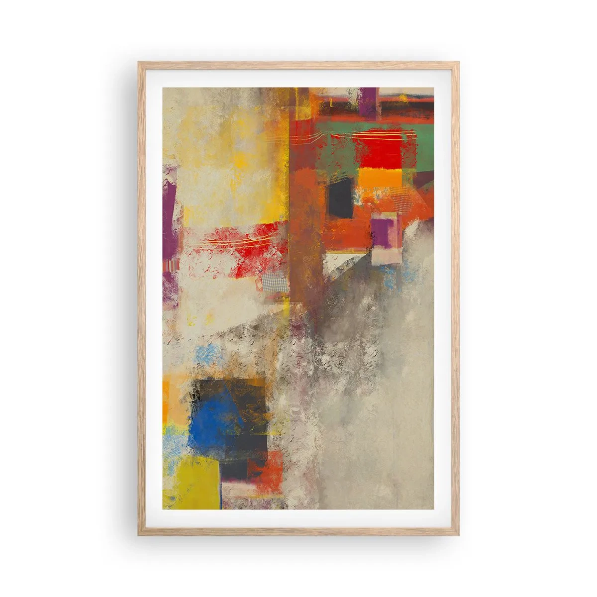 Poszter világos tölgy keretben - Színgeometria - 61x91 cm