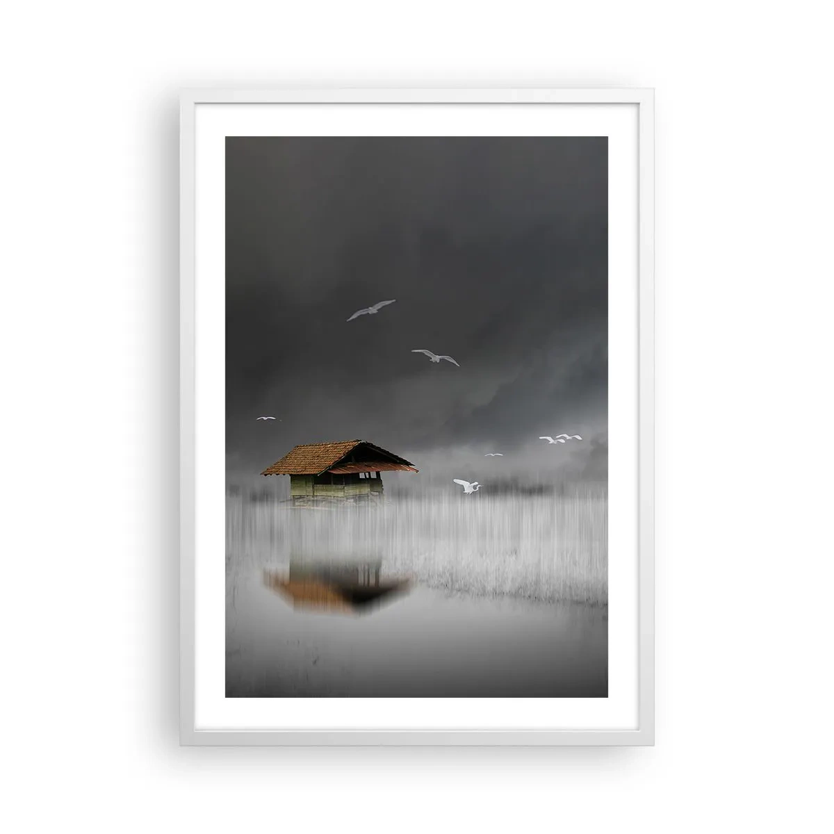 Poszter fekete keretben - Menedék az esőtől - 50x70 cm