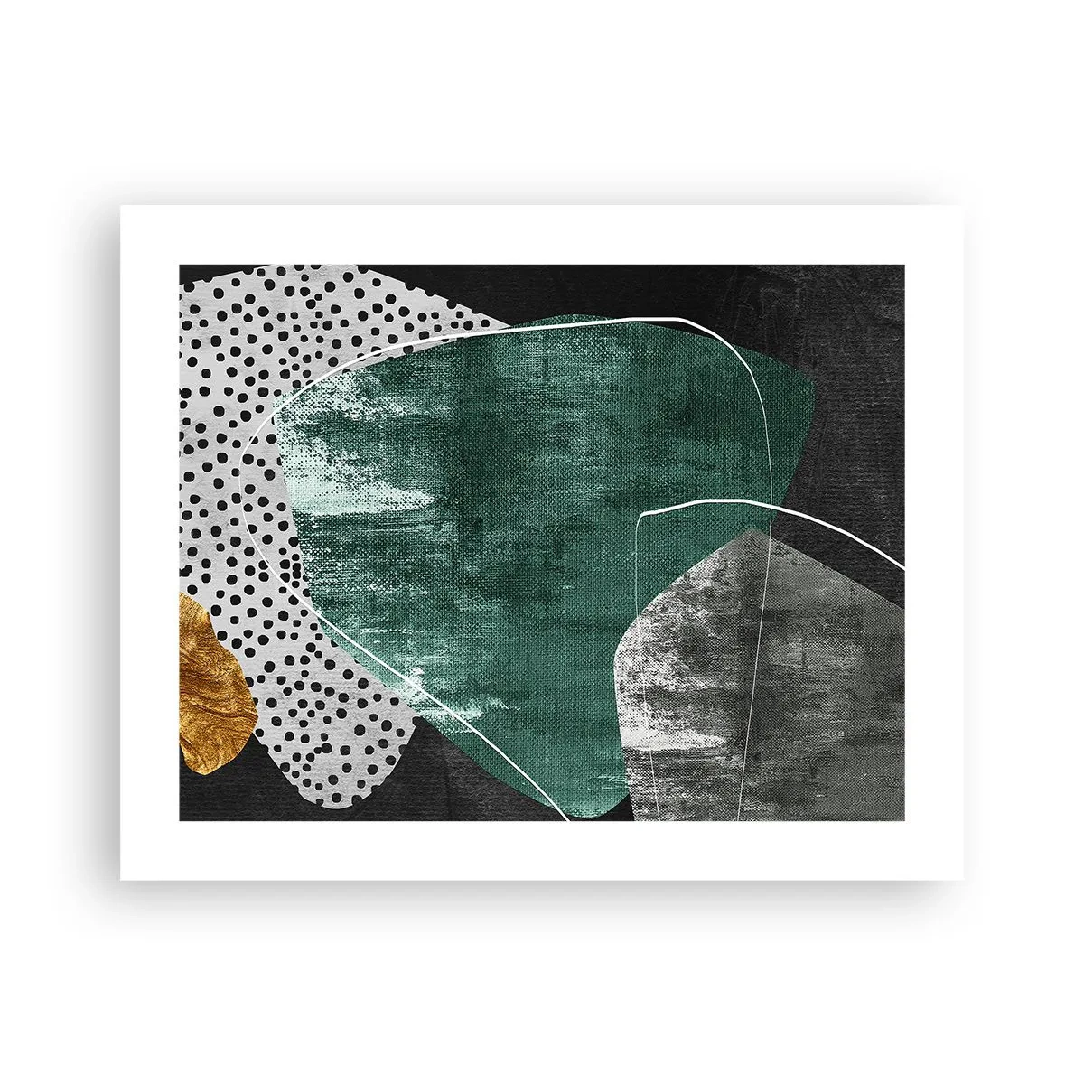 Poszter - Színes absztrakció aranypehellyel - 50x40 cm