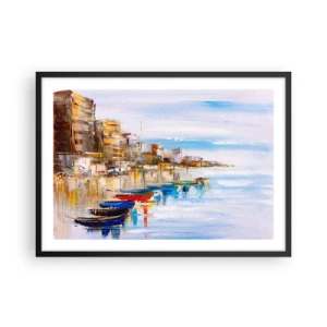 Poszter fehér keretben - Sokszínű városi kikötő - 70x50 cm