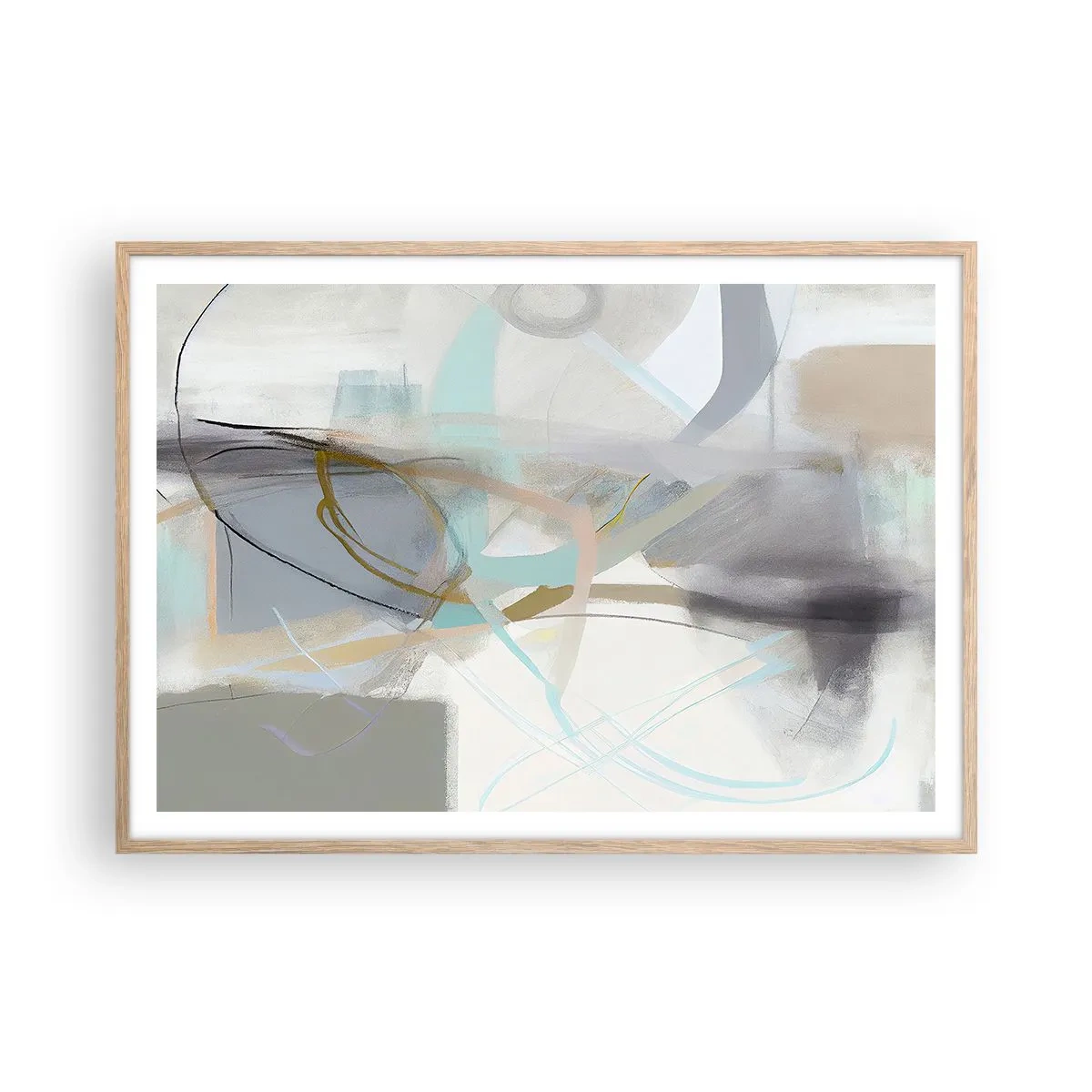 Poszter világos tölgy keretben - Ködös absztrakció - 100x70 cm