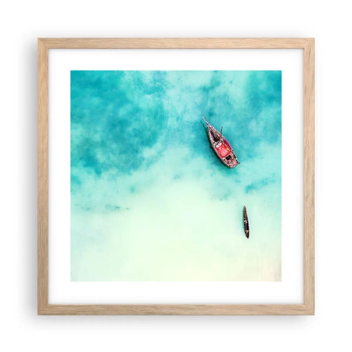 Poszter világos tölgy keretben - A Zanzibár strandjain, amikor sok a víz... - 40x40 cm