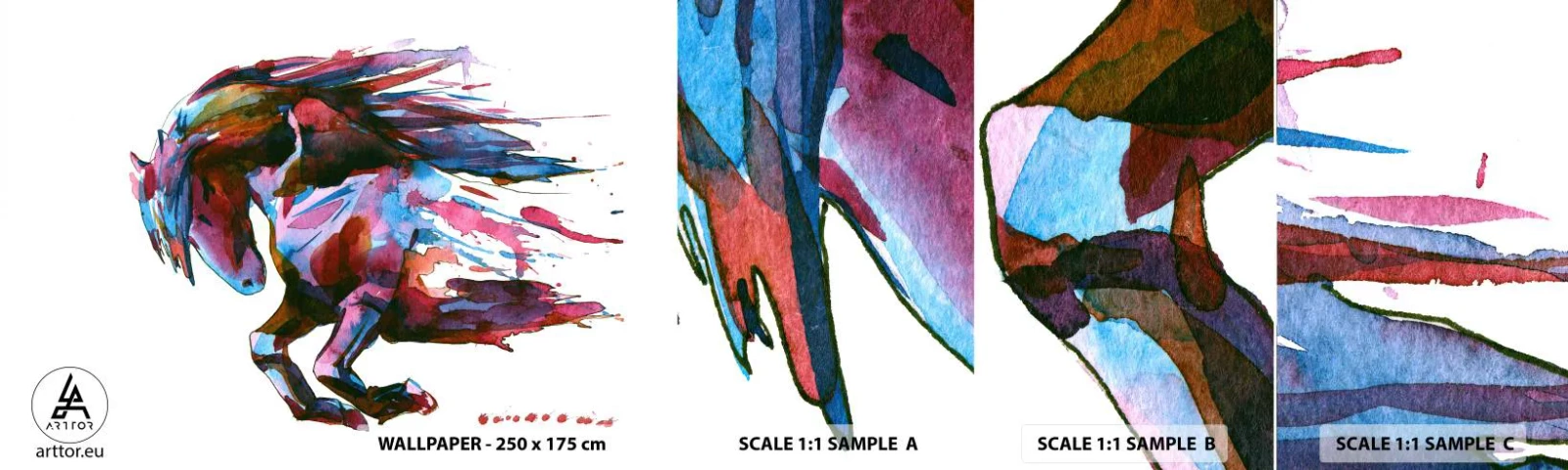 Fotótapéta Minta Standard Eco - Az elragadtatásban - Állatok, Absztrakció, Ló - 100x30 cm