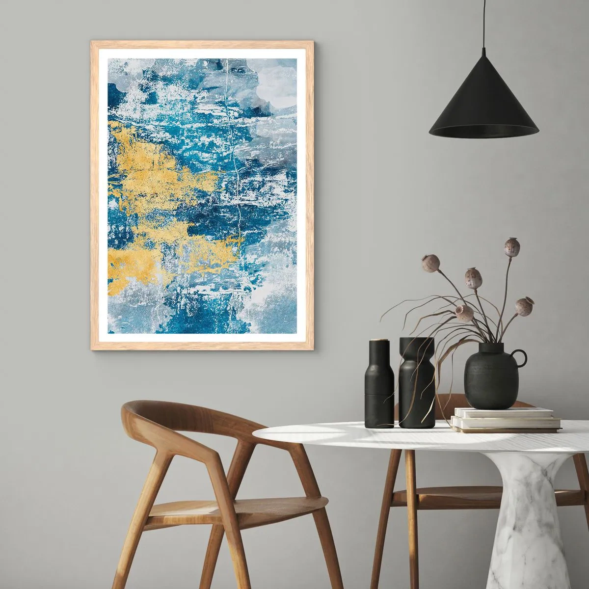 Poszter világos tölgy keretben - Derűs absztrakció - 70x100 cm