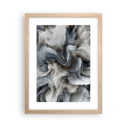 Poszter világos tölgy keretben - Kő és virág - 30x40 cm