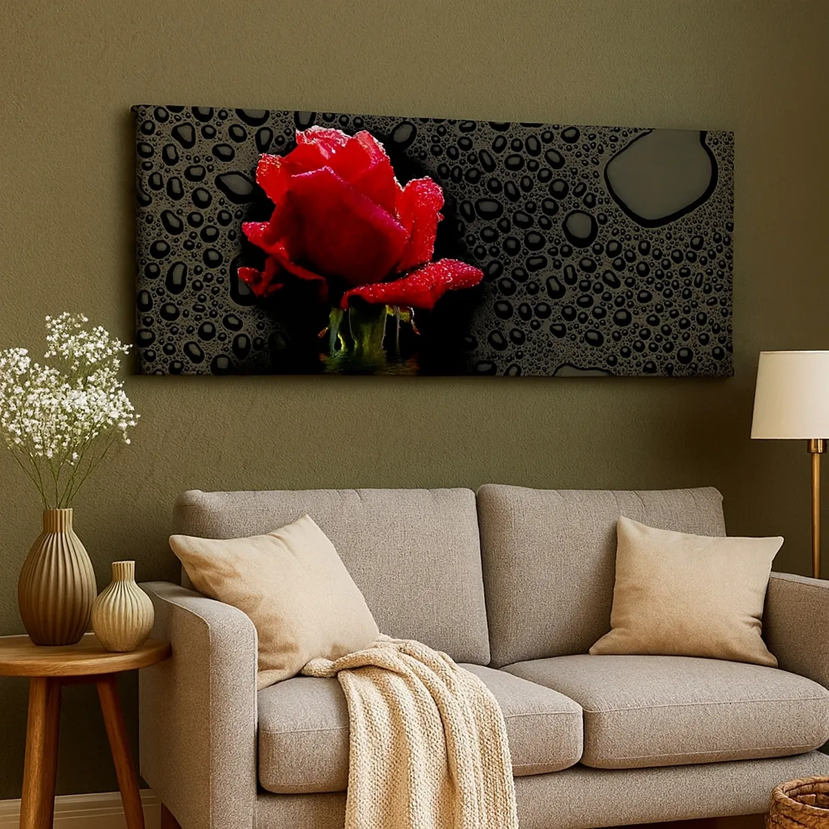 Vászonkép - piros és fekete - 30x30 cm