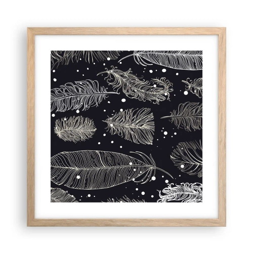 Poszter világos tölgy keretben - Tollas csipke - 40x40 cm