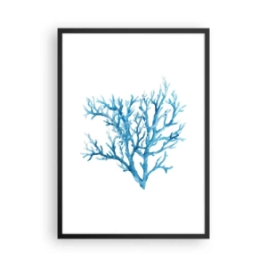 Poszter fehér keretben - Kék korall akvarell stílusú fehér alapon - 50x70cm - Tengeri filigrán - Modern fali dekoráció nappalihoz és hálószobához ARTTOR
