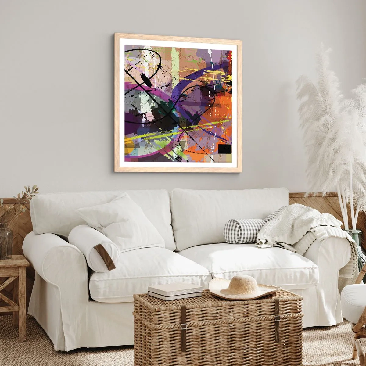 Poszter világos tölgy keretben - Mehet egyenesen előre vagy körbe - 40x40 cm