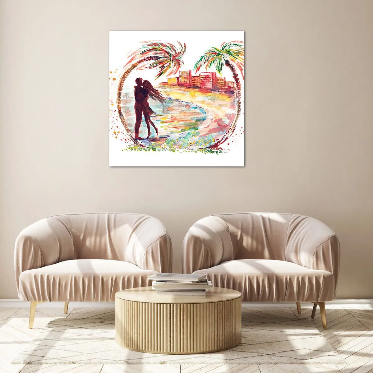 Üveg kép - Romantikus nyaralás - 70x70 cm