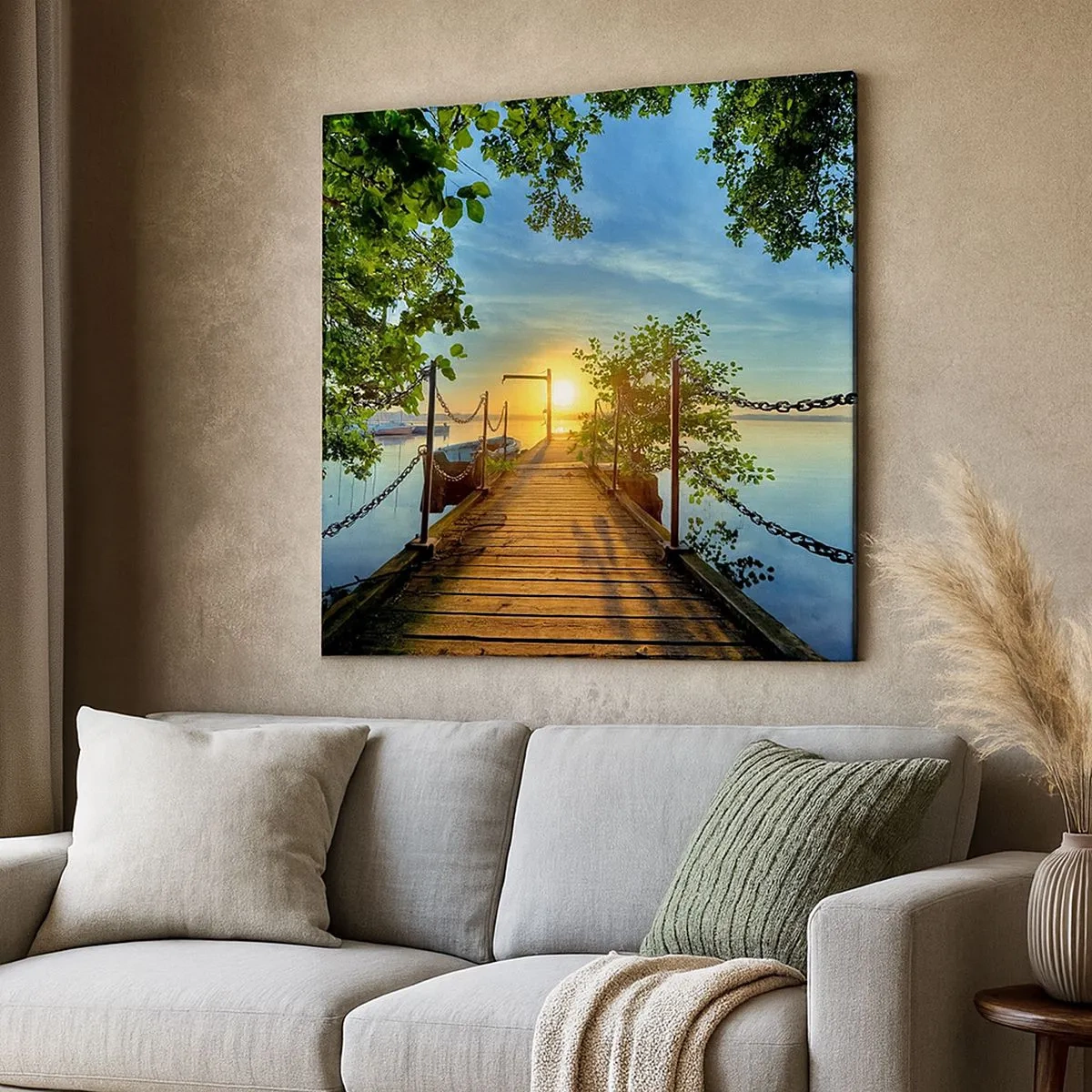 Vászonkép - Naplemente a víz felett - 30x30 cm