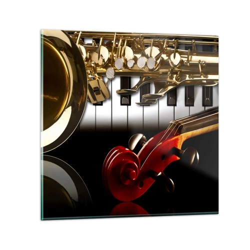 Üveg kép - Fémlemez, fa és elefántcsont - 30x30 cm