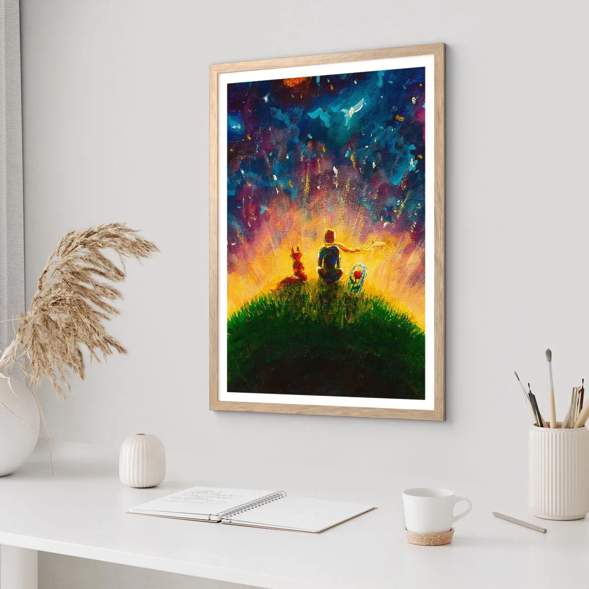 Poszter világos tölgy keretben - Szerelem és barátság – az egész világ - 70x100 cm