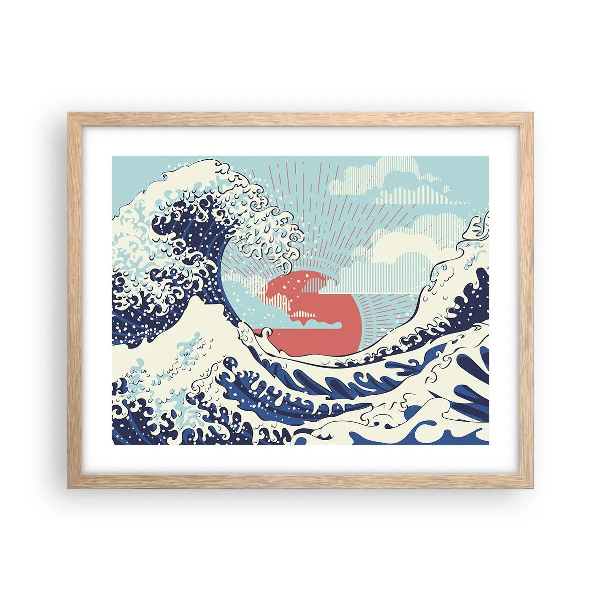 Poszter világos tölgy keretben - Japán inspirációból - 50x40 cm