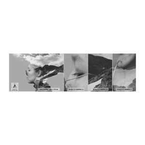 Fotótapéta Minta Premium Sand - Hegyes és felhős portré - Absztrakció, Női fej, Fantázia - 100x30 cm