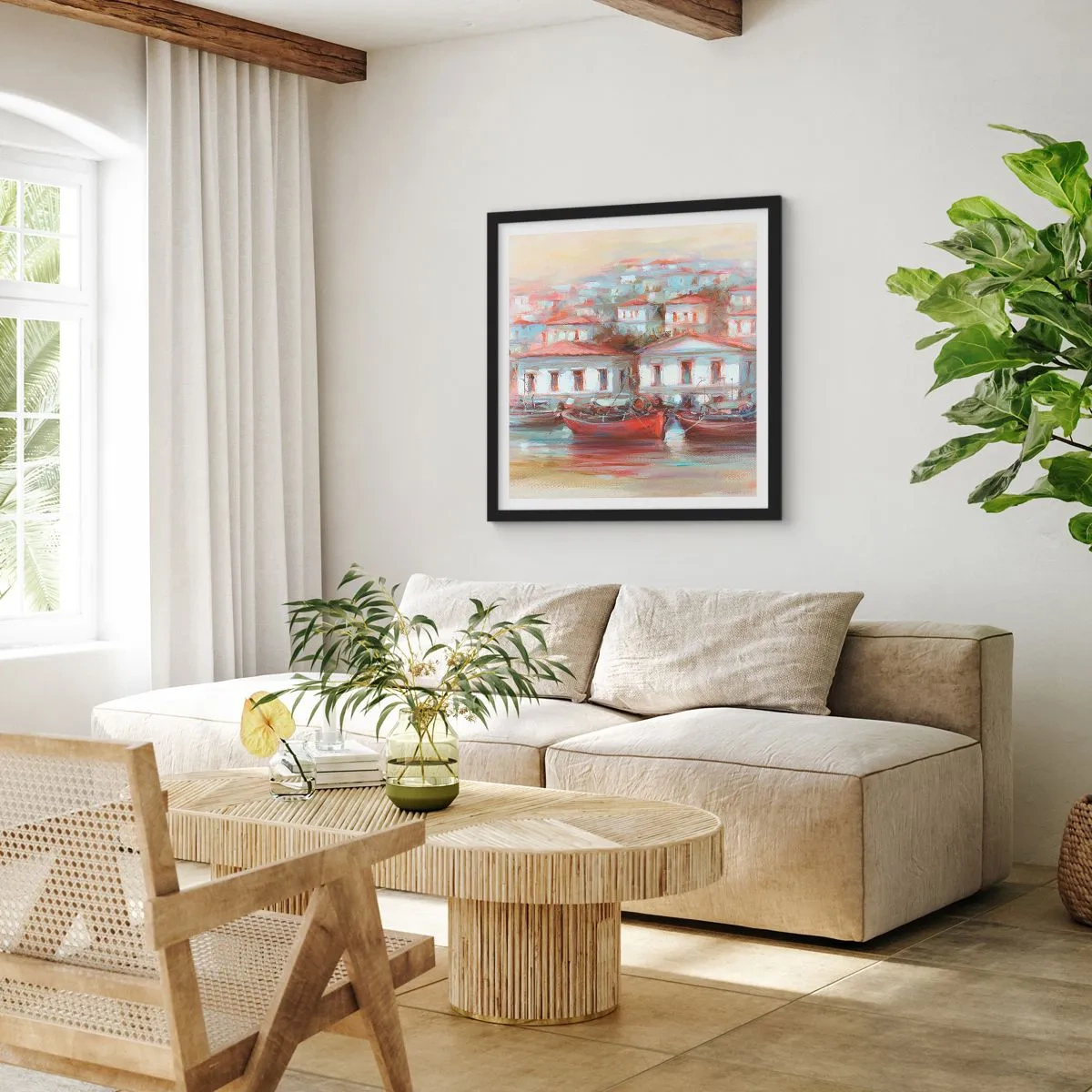 Poszter fehér keretben - Boldog kisváros - 60x60 cm