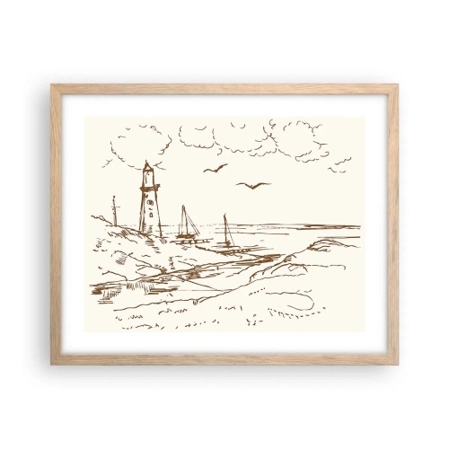 Poszter világos tölgy keretben - A nyár emlékeinek vázlata - 50x40 cm