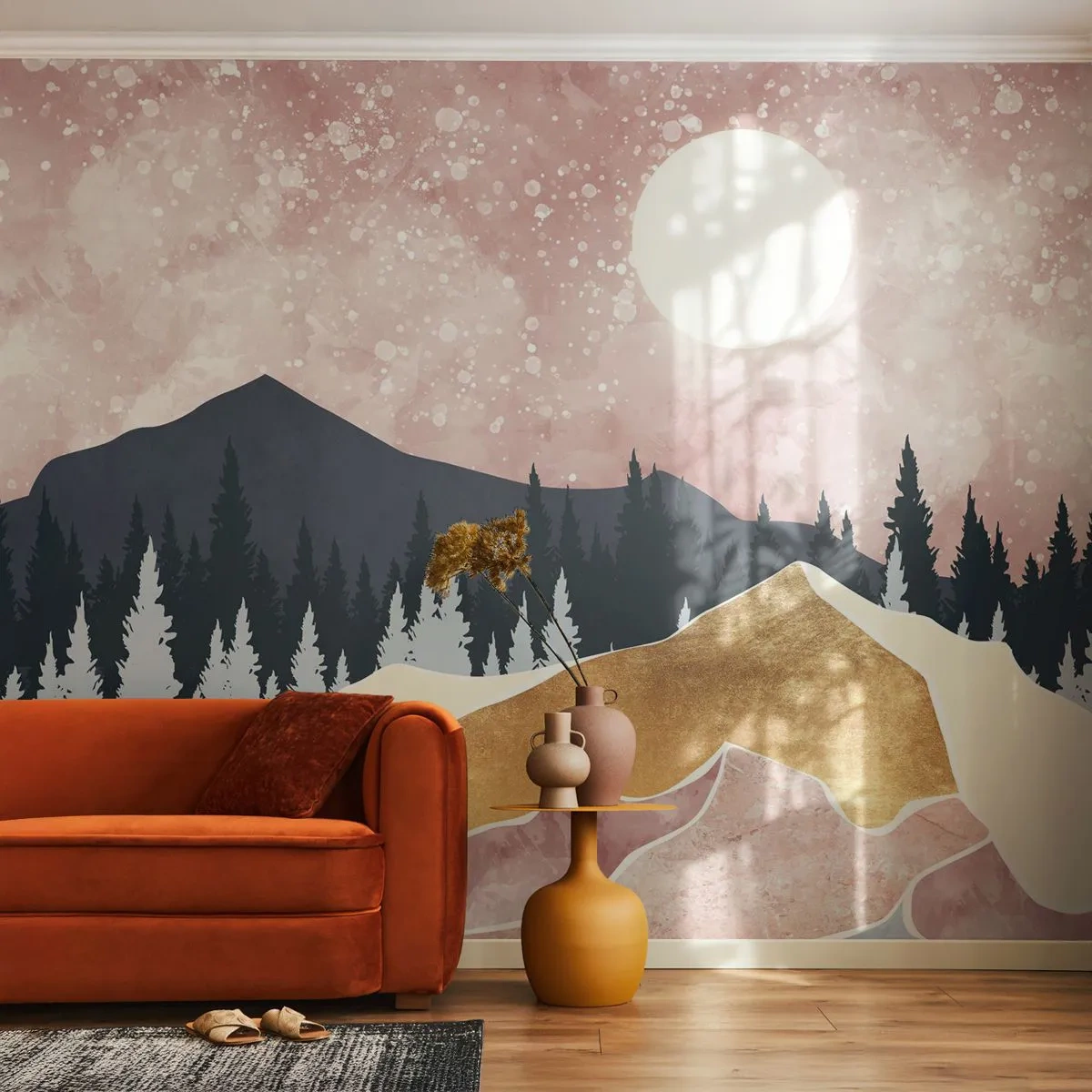 Fotótapéta Premium Sand - Éjjeli őrség - Grafika, Tájkép, Hegyek - 100x70 cm