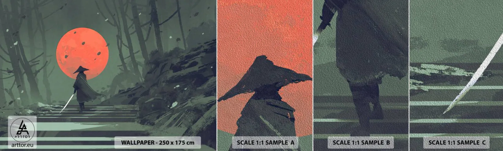 Fotótapéta Minta Premium Sand - Vörös hold harcosa - Absztrakció, Fantázia, Harcos - 100x30 cm