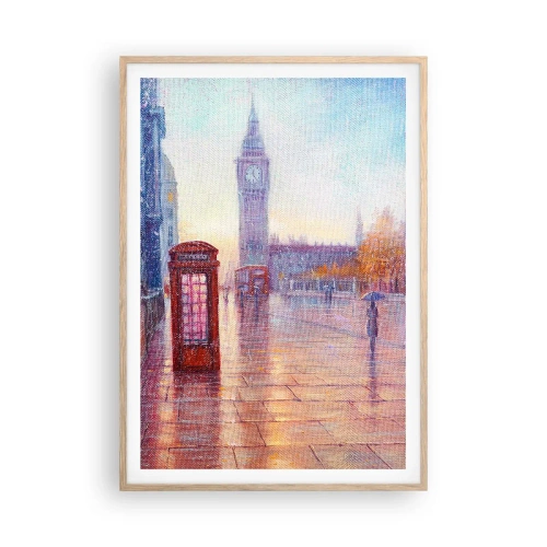 Poszter világos tölgy keretben -  Őszi nap Londonban - 70x100 cm