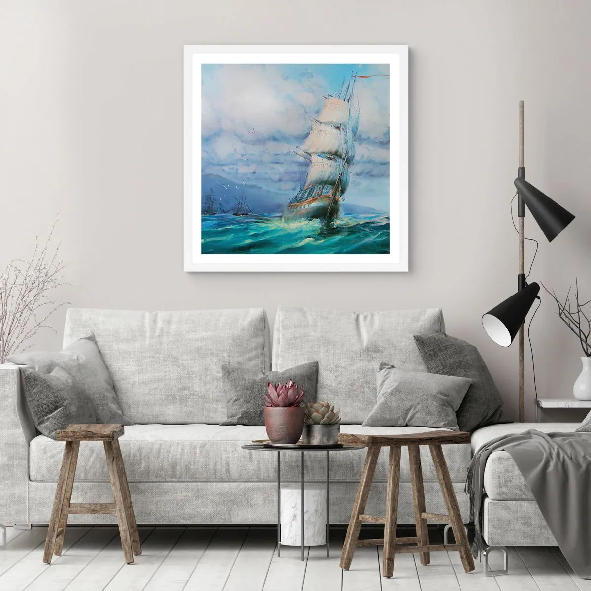 Poszter fekete keretben - Segítő szeleket kívánunk - 30x30 cm