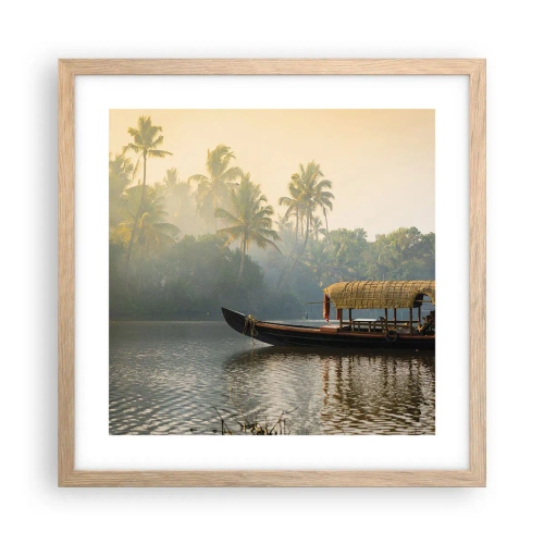 Poszter világos tölgy keretben - Ház a folyón - 40x40 cm