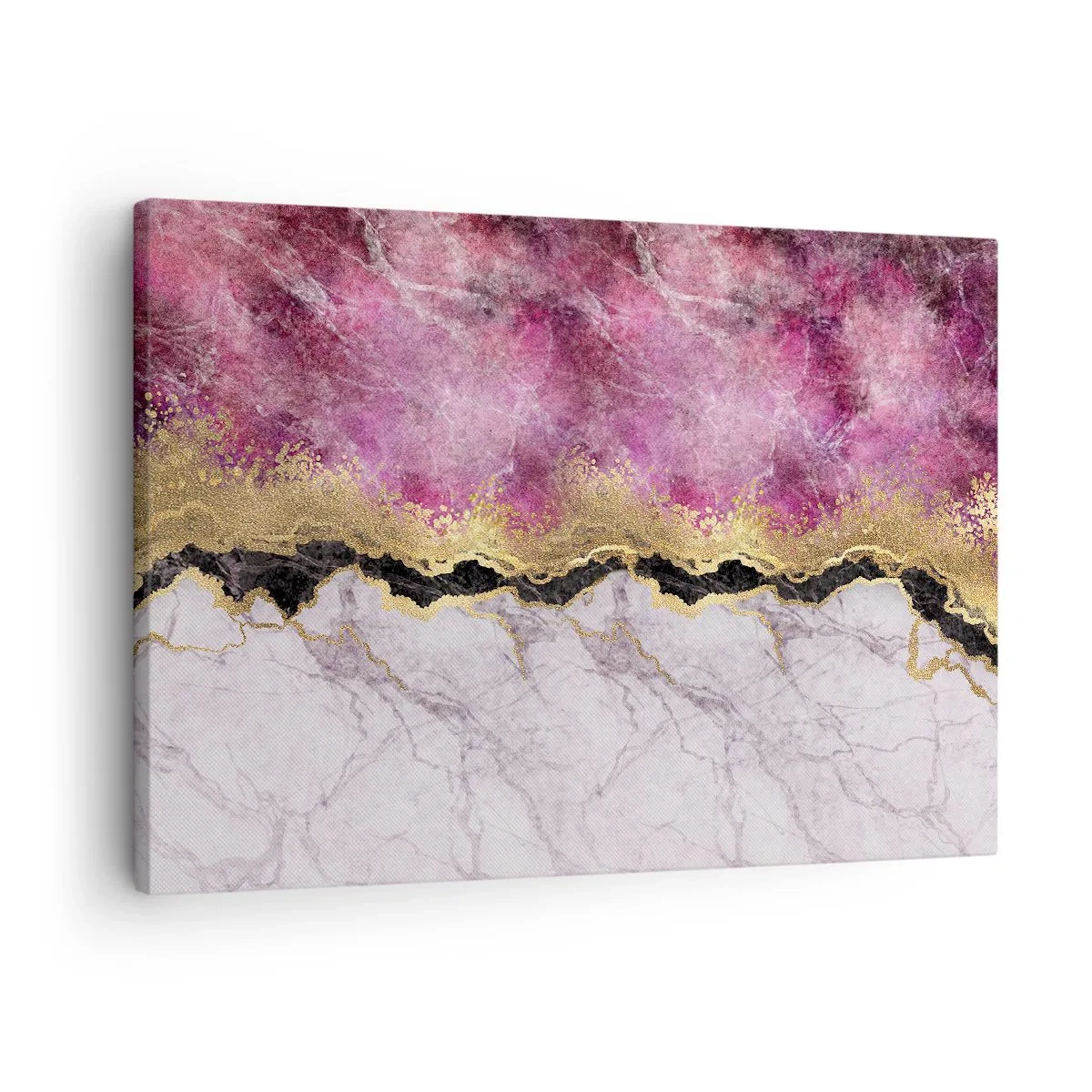 Vászonkép - Absztrakt márvány rózsaszín árnyalatokban, arany díszítéssel - 70x50cm - A határon - Modern fali dekoráció nappalihoz és hálószobához ARTTOR