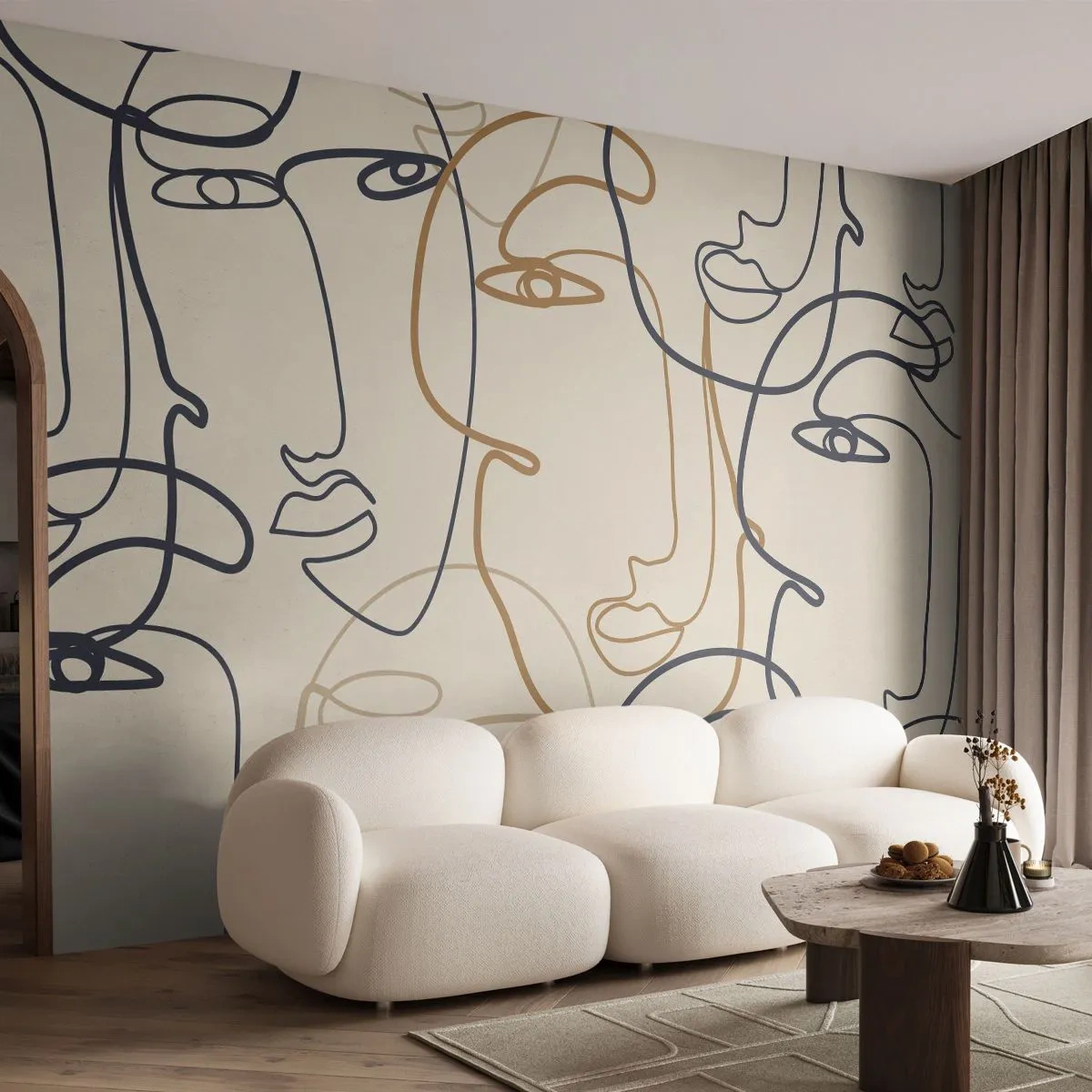 Fotótapéta Premium Sand - Többszörös portré - Absztrakció, Arc, Grafika - 400x280 cm