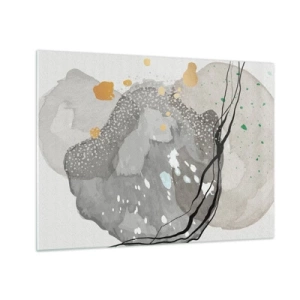 Üveg kép - Organikus formák és foltok visszafogott színekben, részletekkel - 70x50cm - Organikus kompozíció - Modern fali dekoráció nappalihoz és hálószobához ARTTOR