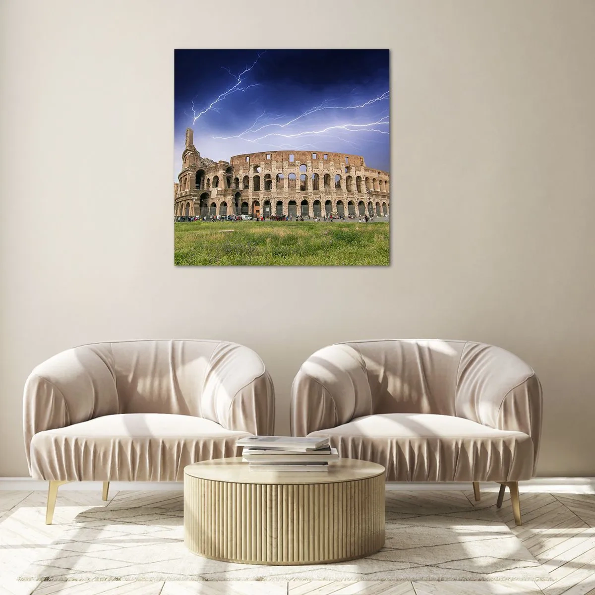 Üveg kép - Harc helyszíne - 70x70 cm