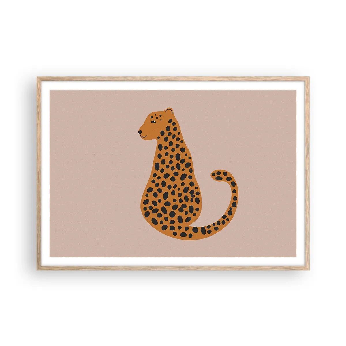 Poszter világos tölgy keretben - A párducminta  divatos - 100x70 cm